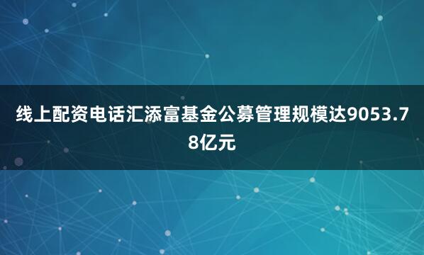 线上配资电话汇添富基金公募管理规模达9053.78亿元